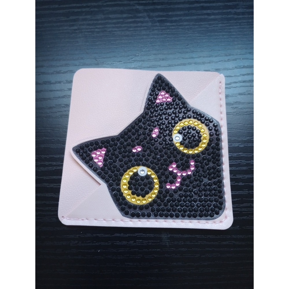 Diamond Painted Black Cat With Yellow Eyes Corner Bookmark